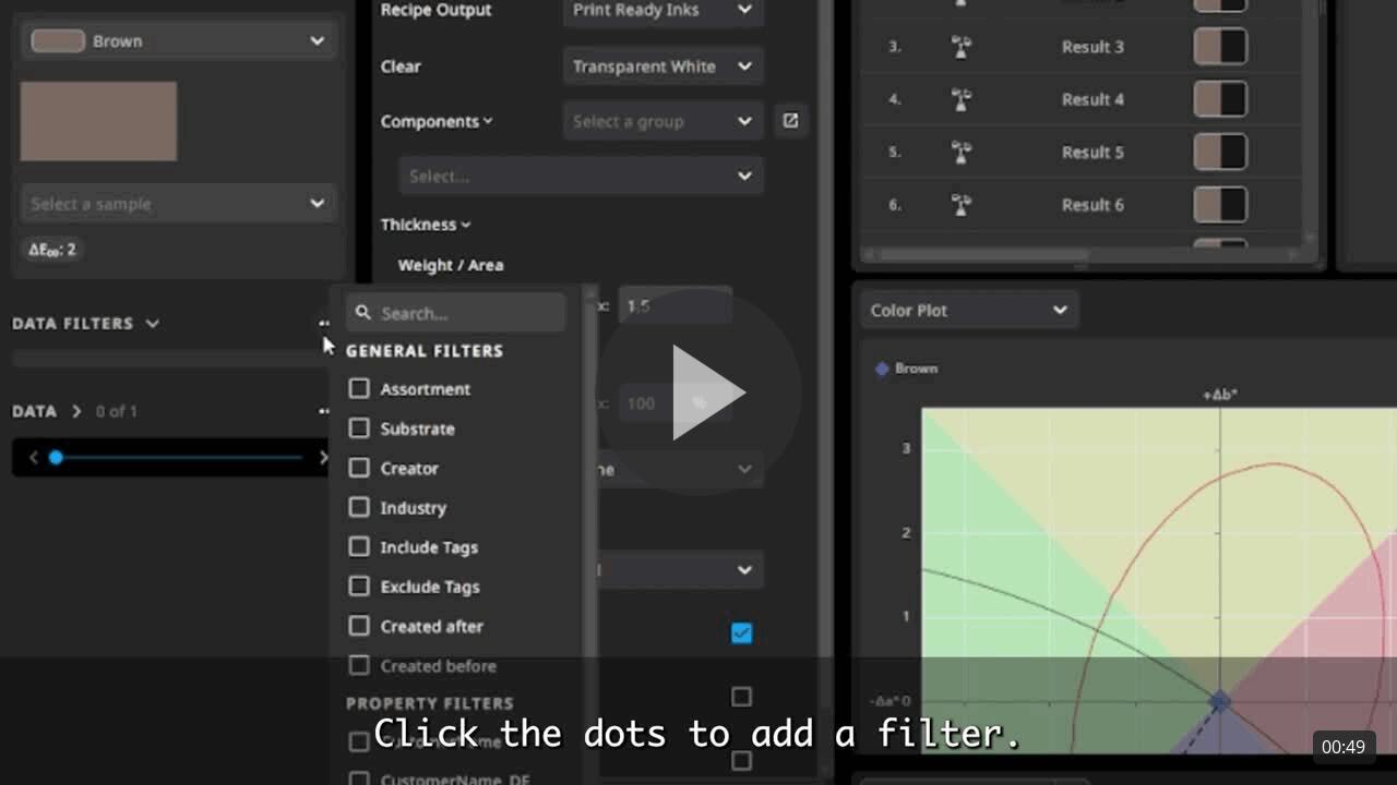 Find Recipes Fast in Autura Ink Software Using Data Filters
